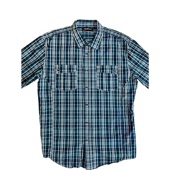 ECKO UNLTD Men's Button‎ Up Shirt Size XL Green Plaid Long Sleeve Cotton Pockets - Picture 3 of 10